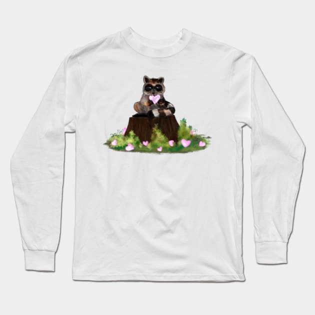 Raccoon Long Sleeve T-Shirt by theerraticmind